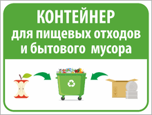 Табличка «Контейнер для пищевых отходов и бытового мусора»
